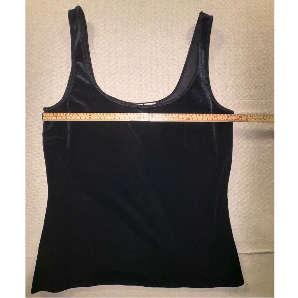 City DKNY Black Velvet Scoop Neck Tank Top Sleeveless MEDIUM